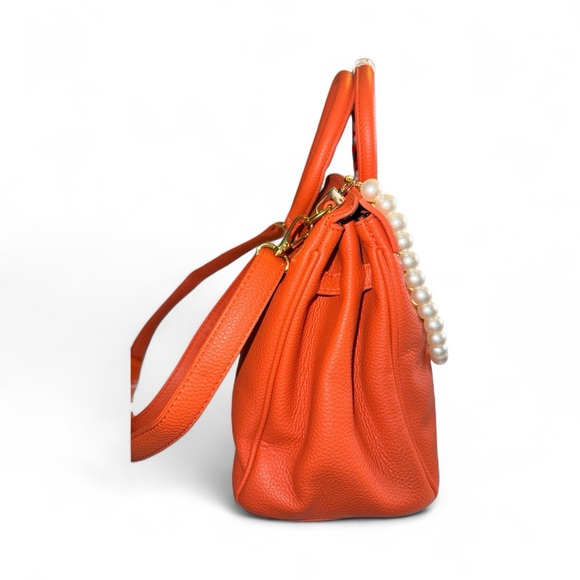 Elegant Orange Handbag (Wirkin) with Floral Accents & Cherries NWT - Picture 8 of 9